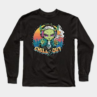 Interstellar Rhythm: Hip Hop Alien Art Piece Long Sleeve T-Shirt